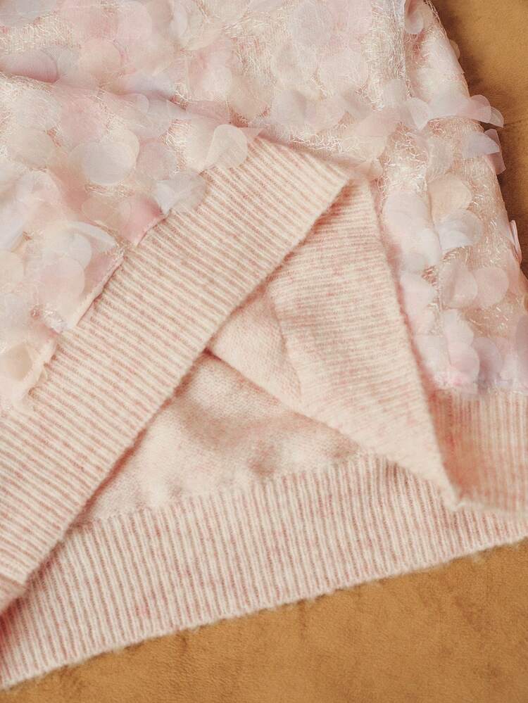 Women's Fashionable Gradient Petal Design Pullover Knit Sweater, Autumn/Winter