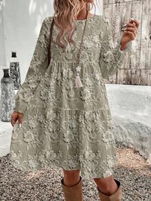 EMERY ROSE 休闲复古浪漫印花优雅中长连衣裙，女士款，大码 - 彩色 - 查看 4