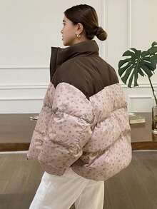 DAZY Women's Simple Printed Long Sleeve Padded Coat/Jacket, Winter Women Clothes, Padded Coat Women - Multicolor - View 3