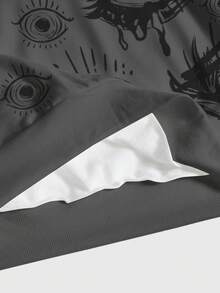 ROMWE Grunge Punk Áo nỉ tay dài cổ tròn in họa tiết Punk Chic Vintage dễ thương dành cho nữ, phù hợp cho mùa thu, đông, xuân - trắng - Xem 5