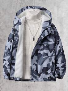 SHEIN Vacaura 男童迷彩保暖休闲街头外套，秋冬季