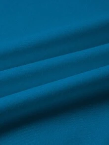 EMERY ROSE A Large-Sized Duck Blue Round-Neck Long-Sleeved T-Shirt, Comfortable And Versatile - Teal Blue - View 3