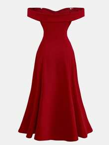 Girlism Vestito a-line rosso lavorato a maglia con spalle scoperte e cintura in vita per ragazze adolescenti, stile vintage per vacanza, festa, matrimonio, San Valentino