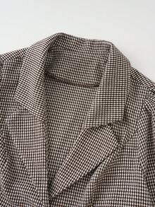 SHEIN LUNE Áo khoác nữ cổ ve lật thanh lịch cỡ lớn, họa tiết răng sói, chắp vá hình quạt, tay dài - Nhiều màu - Xem 5