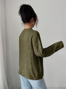 Selianne Sweater Tipis Berongga Ringan untuk Wanita - Hijau - View 2