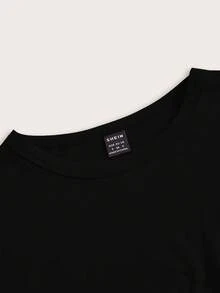 SHEIN Tall CURVE 加大码四件套纯色短款圆领短袖修身女式T恤，适合夏季穿着 - 彩色 - 查看 9