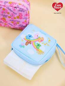 Care Bear X Joivida 1pc Cartoon Pattern Printed Polyester Fiber Storage Bag, Can Be Used As A Feminine Hygiene Storage Bag, Digital Storage Bag, Small Item Storage Bag,Cheer Bear, Good Luck Bear, Funshine Bear, Share Bear, Love-A-Lot Bear - Baby Blue - View 2