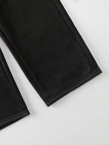 Vacaura 2pcs Teens'  Casual Versatile Sports & Loungewear Simple Style Black 2-Color Combination Straight Leg Comfortable Sweatpants Chic Outfits For Spring/Autumn/Winter Fall