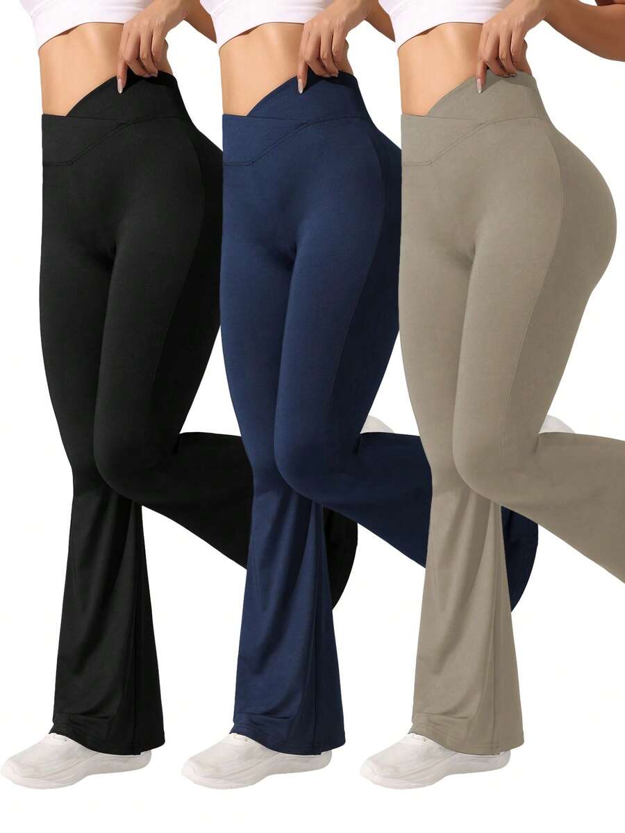 SHEIN Sports Conjunto de pantalones de yoga de estilo básico para mujer - Multicolor - Ver 1
