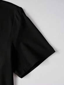 Manfinity Joysei Paris Equestrian Cowboy + Crown & Wheat Design Black Short Sleeve Shorts Sports Suit, Classic Retro Fashion Versatile Black Set, Unisex Polo Set For Men Men Black Two Piece Set - Black - View 3