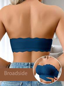 SHEIN 1pc Women Lace Patchwork Wireless Camisole Bra - Teal Blue - View 2