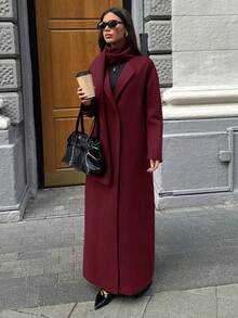Aloruh Women's Elegant Loose Woven Infinity Scarf Extra Long Cardigan Autumn Winter Clothes For Women Autumn Winter Clothes For Women - Burgundy - View 4