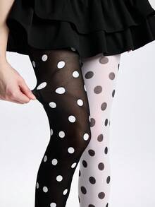 ROMWE Grunge Punk 1 Pair Gothic Punk-Style Black & Striped Tights, Halloween