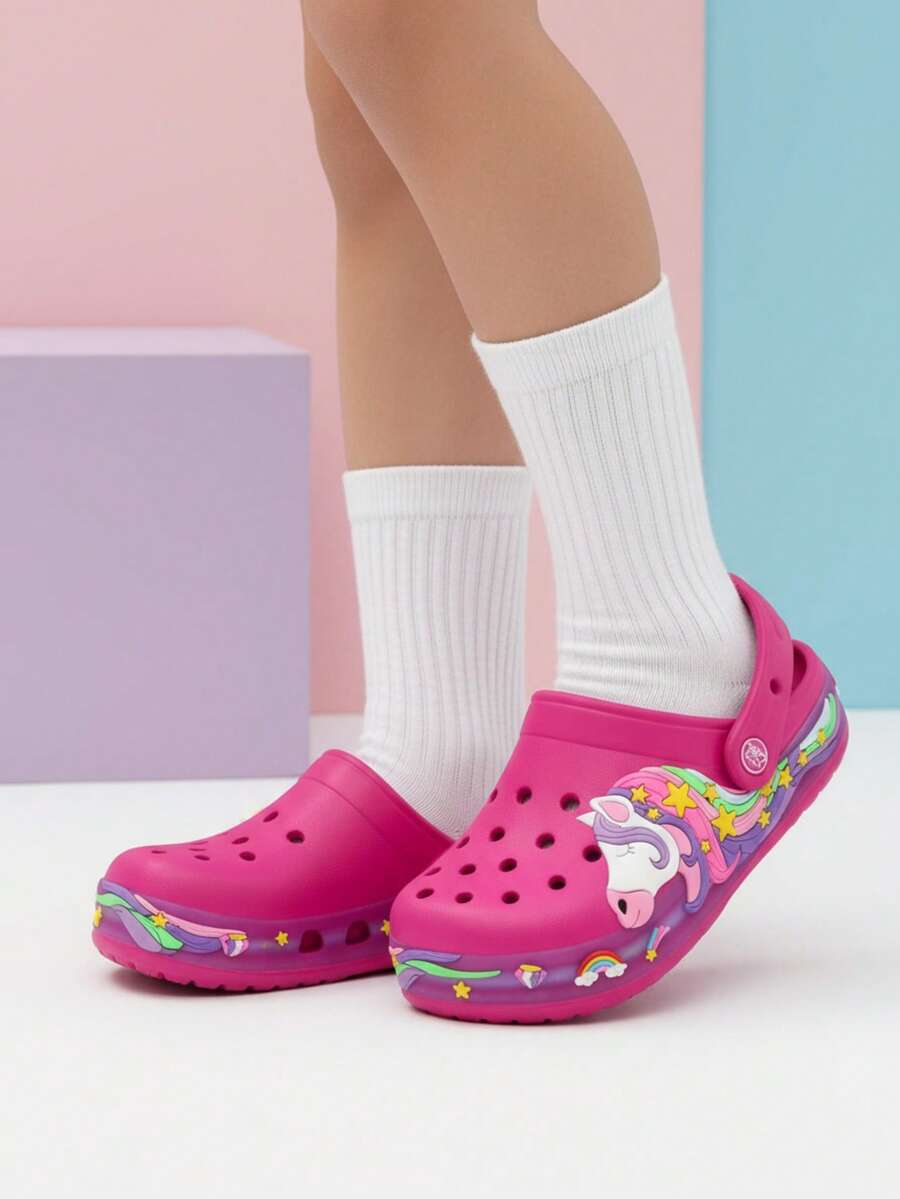 GETAC Sandalias chanclas luz LED de verano niño comodos para deporte y playa diseño unicornio dormido - Rosa Fucsia - Ver 1
