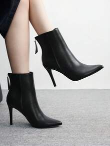 CUCCOO BIZCHIC Women's Pointed Toe Back Zipper Design Fashion High Heel Ankle Boots For Christmas - Black - View 4