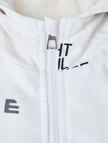 Vacaura Tween Boy 休闲时尚水墨画字母装饰袋鼠口袋连帽夹克，百搭适合秋冬日常穿着