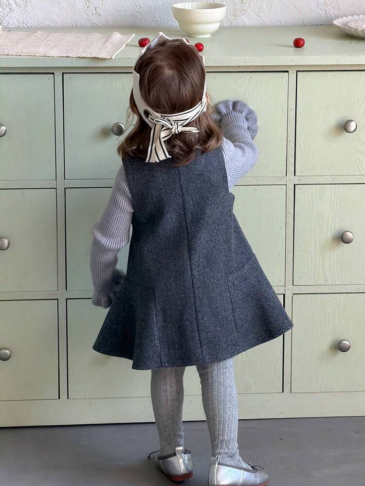 Toddler Girls' Crew Neck Solid Color Casual Sleeveless Dress