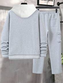 Manfinity Homme Bộ đồ thể thao thường ngày và áo khoác bóng chày màu xám nhạt dành cho nam - Xám - Xem 2