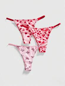 ROMWE Kawaii 3件套可爱情人节爱心棒棒糖蝴蝶结侧边丁字裤