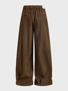 EASEVO Plus Size Men's Casual Solid Color Loose Fit Pants With Oblique Pockets - Brown - View 10