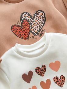 SHEIN Vintaside Kids 女婴春秋季圆领长袖多件套服装，时尚休闲简约百搭印花连帽衫搭配休闲百搭长裤，适合日常户外休闲穿着 - 彩色 - 查看 6