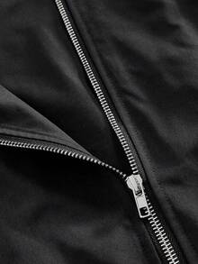 ROMWE MEN Casual 男士几何印花撞色拉链领休闲夹克 - 黑色 - 查看 5