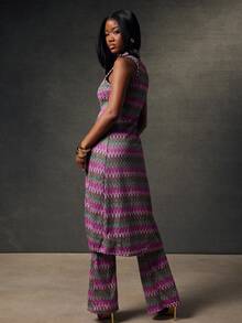 NYA SZN Bree Pant High Rise Brunch Special Occasion Event Vacation Spring Summer Knit Pant Bottoms Carnival Outfits For Women - Purple - View 2