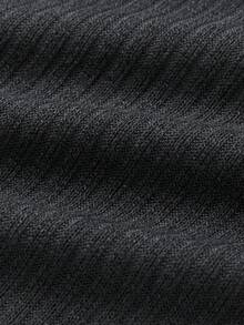 Manfinity Homme Men's Solid Color Ribbed Short Sleeve T-Shirt, Fall - Black - View 7