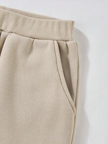 SHEIN Vacaura Tween Boys' Long Sleeve Top And Pants Set Chic Outfits For Autumn/Winter - Khaki - View 6