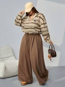 Comfortcana Plus Size Casual Totem Double-Sided Fleece Sweatshirt, Autumn/Winter - Multicolor - View 7
