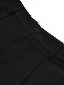 EMERY ROSE Plus Size Women Casual Business Solid Color Pants - Black - View 3