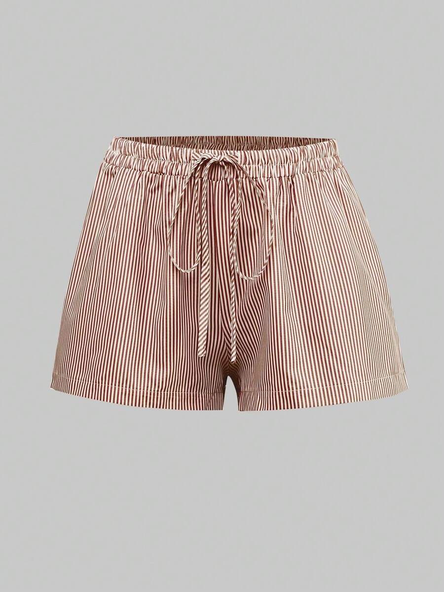 Chiquease 女士休闲条纹低腰短裤 - 橘色 - 查看 1