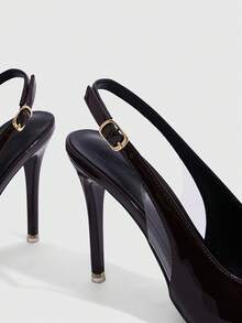 CUCCOO SZL 女士尖头细高跟鞋咖啡色后绑带优雅时尚性感高跟鞋，适合派对、聚会、宴会 - 咖啡棕 - 查看 6