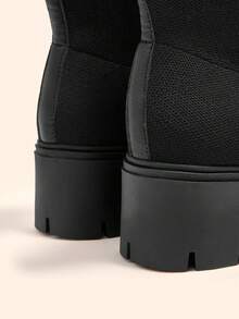 CUCCOO BASICS Women's Black Casual Versatile Chunky Heel Ankle Boots For Christmas - Black - View 7