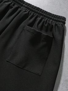 AXEPEAK Men's Casual Sports Cross Embroidery Drawstring Waist Pants - Black - View 4