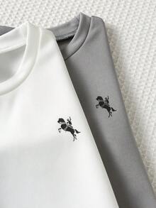 SHEIN Bộ 4 món/Bộ quần áo thun cổ tròn và quần dài dệt kim in chữ màu kaki & trơn thoải mái dành cho bé trai, phù hợp với trang phục trẻ em, quần áo bé trai, trở lại trường, tiệc tùng, đám cưới, trang phục hàng ngày, mùa xuân & mùa hè - Nhiều màu - Xem 7