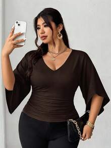 Elenzga Áo thun nam phong cách Pháp thường ngày thắt eo cỡ lớn đa năng - Cà phê nâu - Xem 1