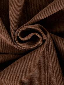 SHEIN Girls Pearl Button Decor Long Sleeve Peter Pan Collar Midi Pleated Dress, Cute Sweet Academic Style, Fashionable, Autumn/Winter - Brown - View 6