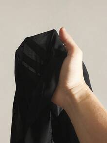 SHEIN ICON 秋季大码极简露肩喇叭袖连衣裙 - 黑色 - 查看 8