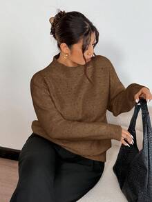 Firerie Women's Casual Crew Neck Long Sleeve Pullover Sweater, Winter Sweaters For Women - Brown - View 4