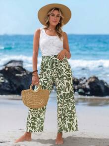 Sylviya 女性空心針織提花百褶短上衣,帶有彈性腰圍 - 白色 - 查看 6