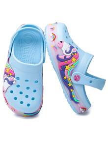 GETAC Sandalias chanclas luz LED de verano niño comodos para deporte y playa diseño unicornio dormido - Celeste - Ver 4