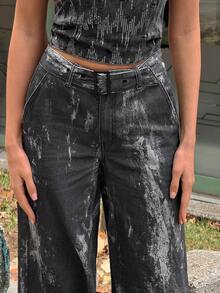 SHEIN TRNDY Quần Jeans Denim Thời Trang In Họa Tiết Ngẫu Nhiên Cho Nữ - Nhiều màu - Xem 3