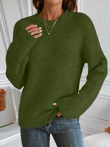 EMERY ROSE Upgraded Premium Thick Women's Olive Green Turtleneck Sweater - Olive Green - View 3