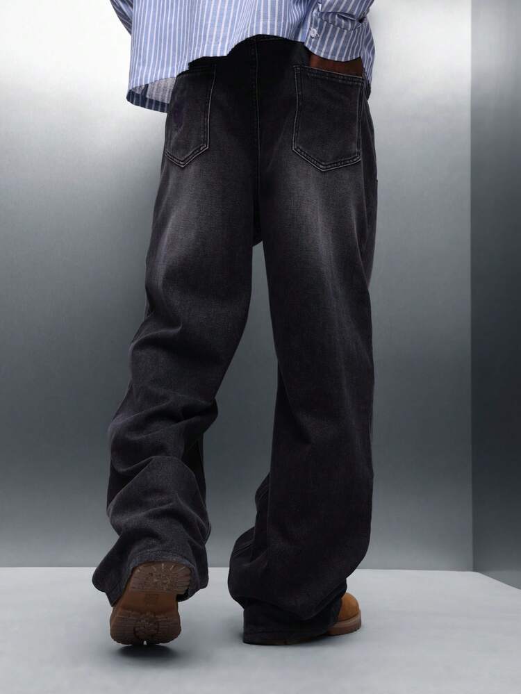 PLAYBOY X SUMWON Jeansy Carpenter z szerokimi nogawkami i logo