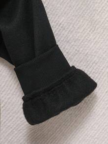 SHEIN Vacaura 2 件套青少年男孩休闲字母刺绣连帽衫和运动裤套装，秋季 - 黑色 - 查看 7