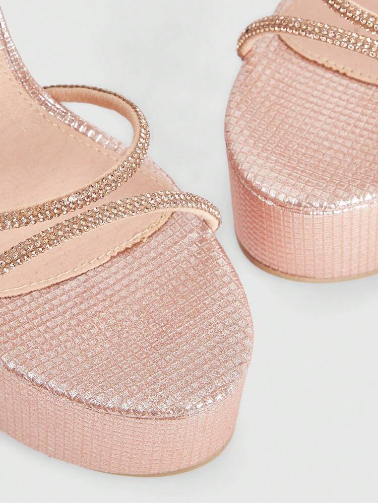 CUCCOO LuxiPop Women's Thick-Soled Hot Diamond Buckle Design Is Fashionable And Gorgeous, High-Heeled Sandals Are Suitable For Party Occasions