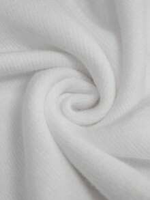 EMERY ROSE Plus Size Women's Casual Everyday Commute Simple Solid Color High Neck Fitted Sweater Dress, Without Belt - White - View 8