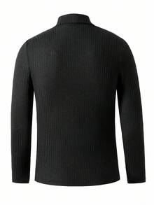 Vacaura 1件青少年男童休闲百搭高领T恤，适合秋冬季叠穿及日常穿着 - 黑色 - 查看 2