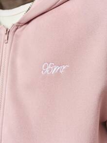 STYNVO Conjunto de 2 piezas de sudadera con capucha con cremallera y pantalón de chándal bordado casual para hombre, color rosa, con forro térmico - Rosa - Ver 5